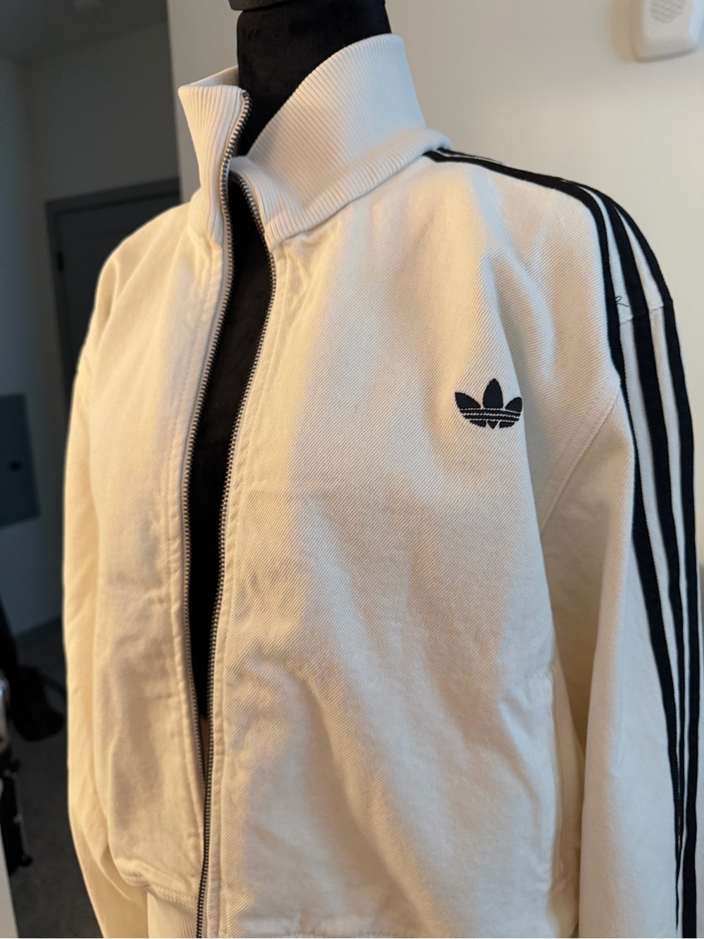 adidas Cloud White Firebird TT Track Top with Black Accents